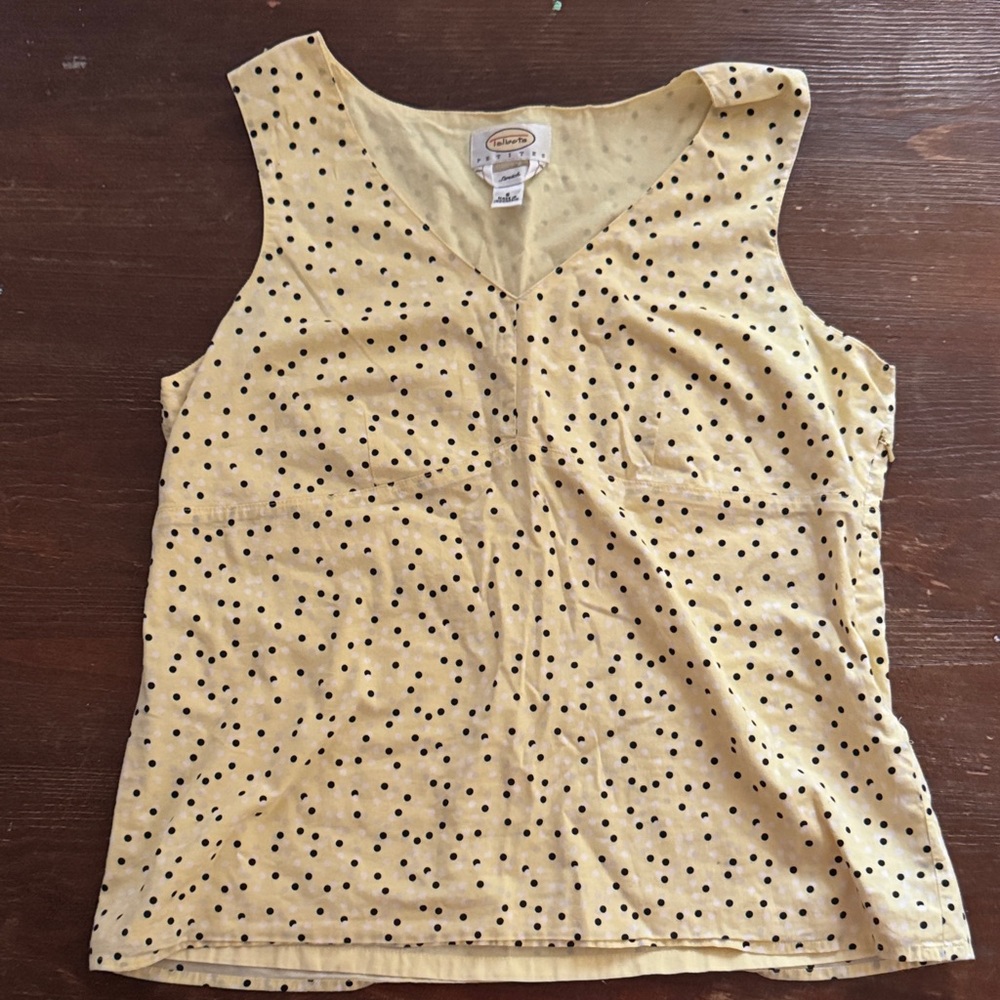 Talbots Yellow Polka Dot V-Neck Tank